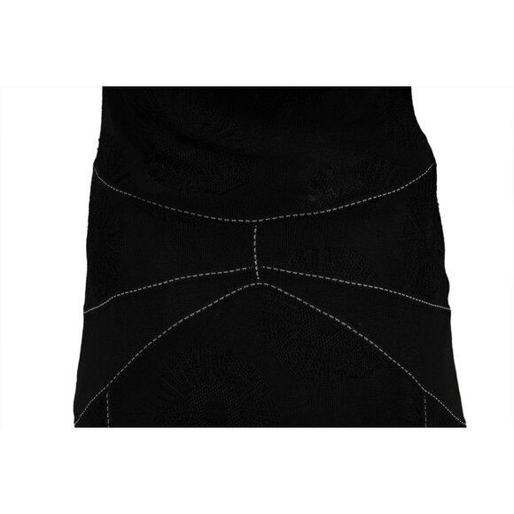 John Galliano Vintage Contrast Stitching Knee Length Dress Medium Black Viscose - Picture 7 of 14